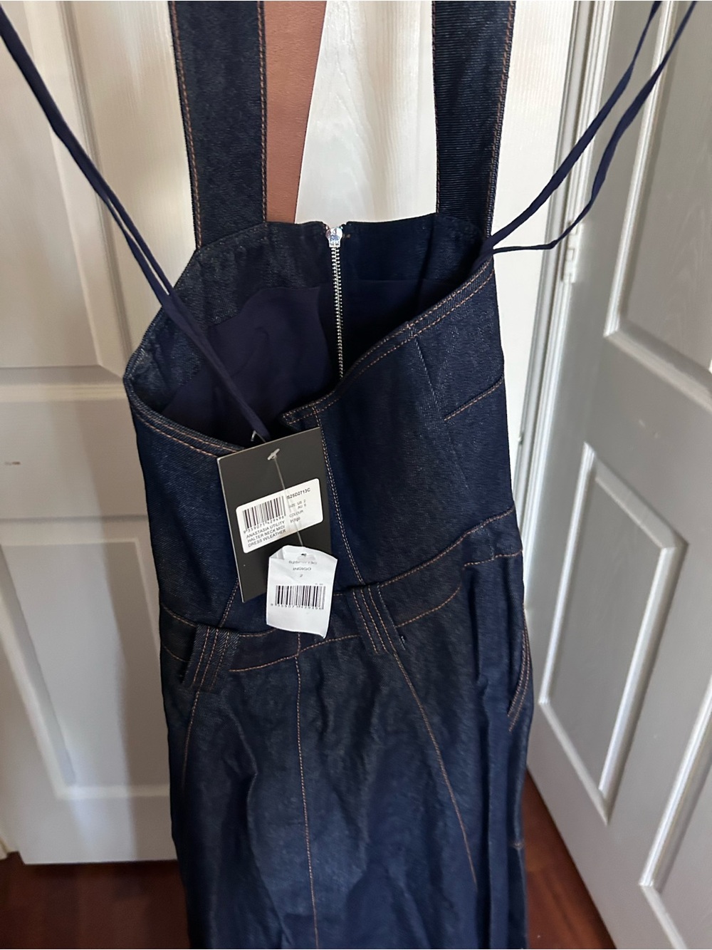 NWT NICHOLAS Anastasia Utility Halterneck Denim Indigo Midi Belted Dress 2 - Picture 10 of 17